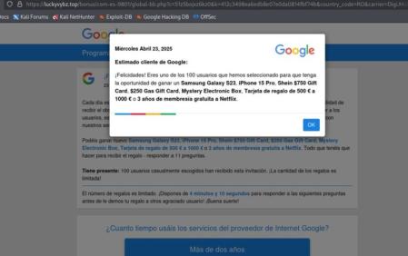 Cybethaf: A page that simulates being from Google