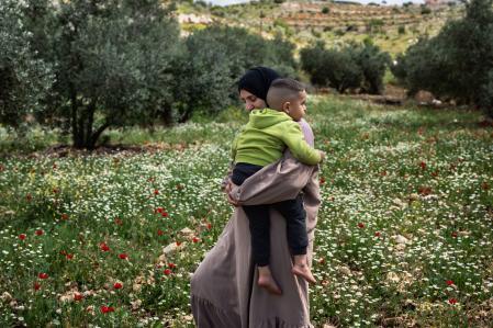 Small child looking up